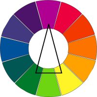 Split complimentary color scheme in website design